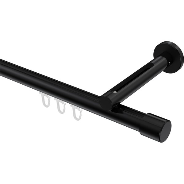 Innenlauf-Gardinenstange Schwarz, Aluminium / Metall 20 mm Ø Siteno Santo