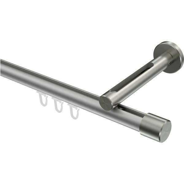 Vorhangstange mit Innenlauf Silbergrau / Edelstahl-Optik, Aluminium / Metall 20 mm Ø Siteno Santo