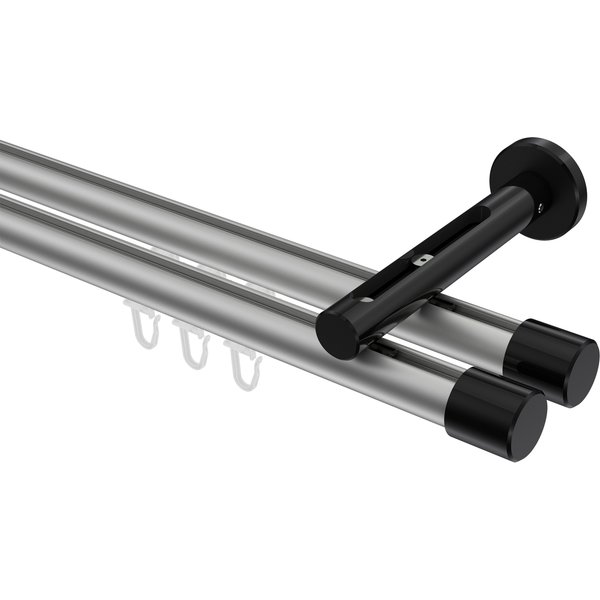 Innenlaufstange Silbergrau / Schwarz, Aluminium / Metall 20 mm Ø Siteno Santo, zweiläufig