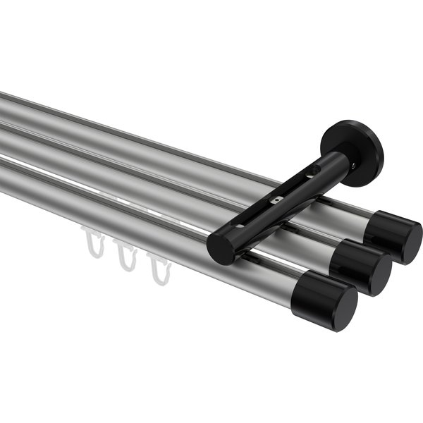 Innenlaufstange Silbergrau / Schwarz, Aluminium / Metall 20 mm Ø Siteno Santo, 3-läufig