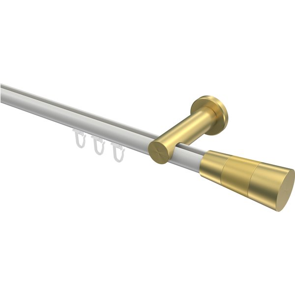 Innenlauf-Vorhangstange Weiß / Messing-Optik, Aluminium / Metall 20 mm Ø Platon Tanara
