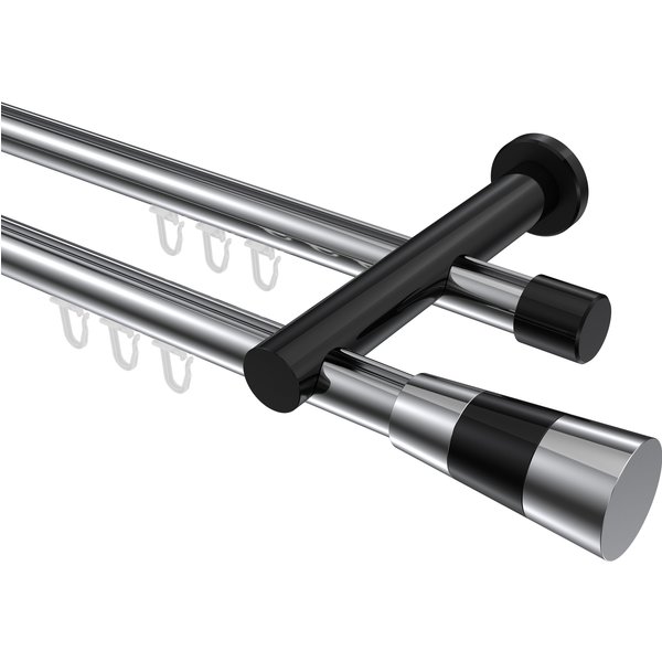 Innenlaufstange Chrom / Schwarz, Aluminium / Metall 20 mm Ø Platon Tanara, 2-läufig