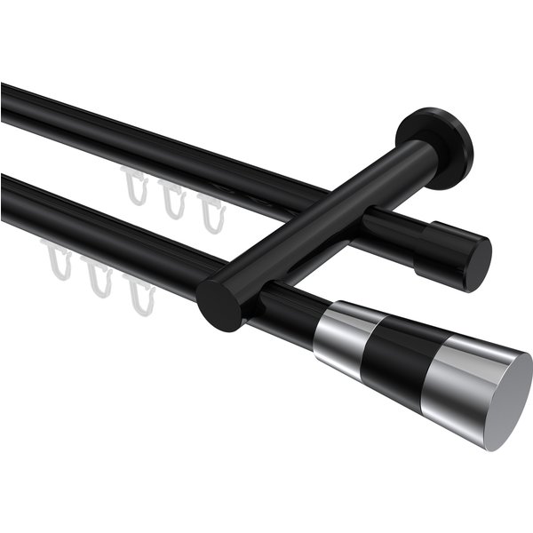 Innenlaufstange Schwarz, Aluminium / Metall 20 mm Ø Platon Tanara, zweiläufig