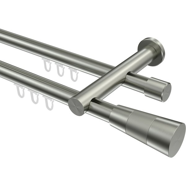 Gardinenstange mit Innenlauf Edelstahl-Optik 20 mm Ø Platon Tanara, 2-läufig