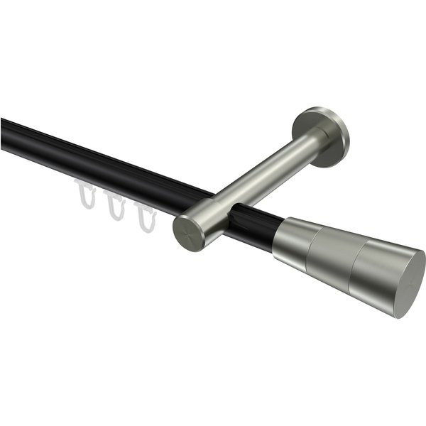 Innenlauf-Gardinenstangen Schwarz / Edelstahl-Optik, Aluminium / Metall 20 mm Ø Prestige Tanara