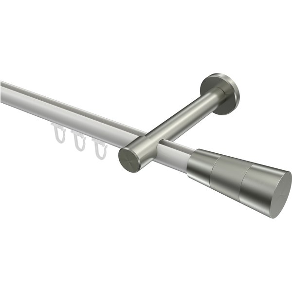 Innenlauf-Vorhangstangen Weiß / Edelstahl-Optik, Aluminium / Metall 20 mm Ø Prestige Tanara