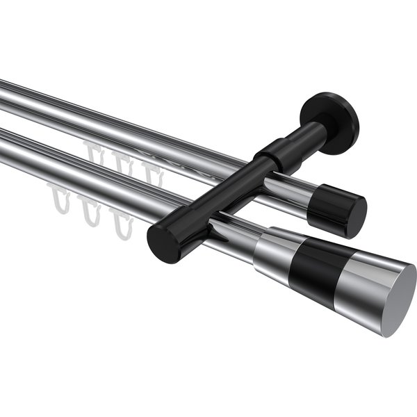 Innenlaufstangen Chrom / Schwarz, Aluminium / Metall 20 mm Ø Prestige Tanara, 2-läufig