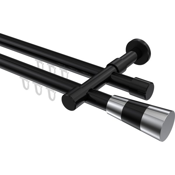 Innenlaufstangen Schwarz, Aluminium / Metall 20 mm Ø Prestige Tanara, zweiläufig