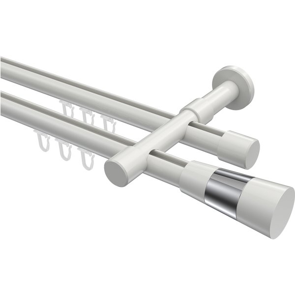 Innenlauf-Gardinenstangen Weiß, Aluminium / Metall 20 mm Ø Prestige Tanara, 2-läufig