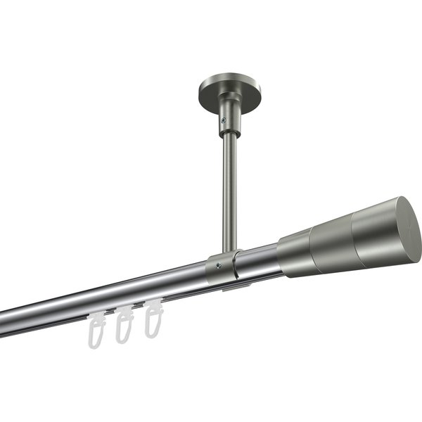 Innenlauf-Gardinenstange (Deckenmontage) Chrom / Edelstahl-Optik, Aluminium / Metall 20 mm Ø Sonette Tanara