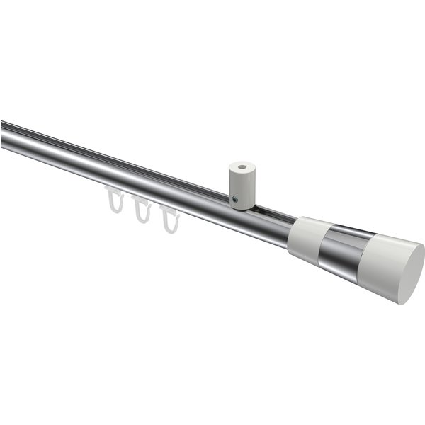 Gardinenstange mit Innenlauf (Deckenbefestigung) Chrom / Weiß, Aluminium / Metall 20 mm Ø Sonius Tanara