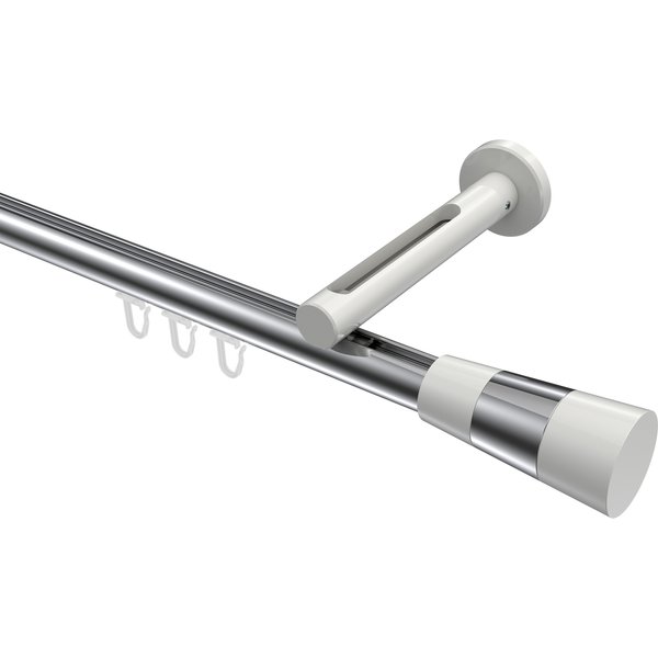 Gardinenstange mit Innenlauf Chrom / Weiß, Aluminium / Metall 20 mm Ø Siteno Tanara