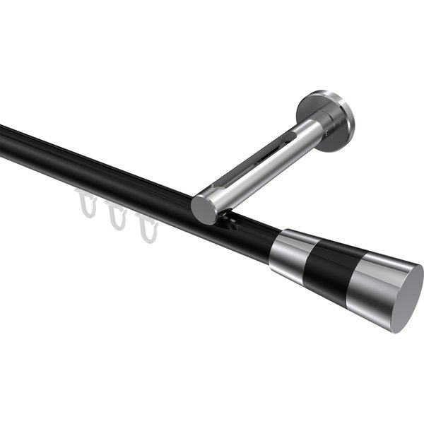 Gardinenstange mit Innenlauf Schwarz / Chrom, Aluminium / Metall 20 mm Ø Siteno Tanara
