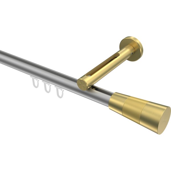 Vorhangstange mit Innenlauf Silbergrau / Messing-Optik, Aluminium / Metall 20 mm Ø Siteno Tanara