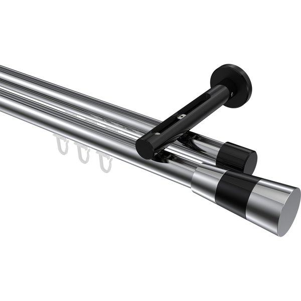Innenlaufstange Chrom / Schwarz, Aluminium / Metall 20 mm Ø Siteno Tanara, zweiläufig