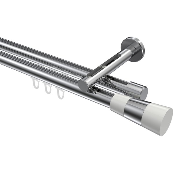 Innenlauf-Vorhangstange Chrom, Aluminium / Metall 20 mm Ø Siteno Tanara, 2-läufig