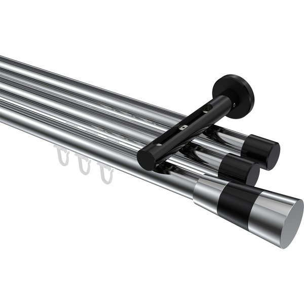 Innenlaufstange Chrom / Schwarz, Aluminium / Metall 20 mm Ø Siteno Tanara, dreiläufig