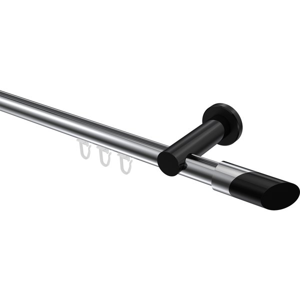 Innenlauf-Gardinenstange Chrom / Schwarz, Aluminium / Metall 20 mm Ø Platon Verano