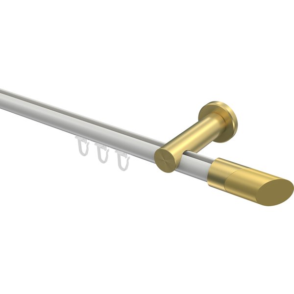 Innenlauf-Gardinenstange Weiß / Messing-Optik, Aluminium / Metall 20 mm Ø Platon Verano