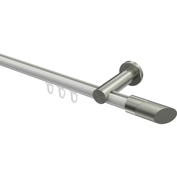 Innenlauf-Gardinenstangen Weiß / Edelstahl-Optik, Aluminium / Metall 20 mm Ø Platon Verano