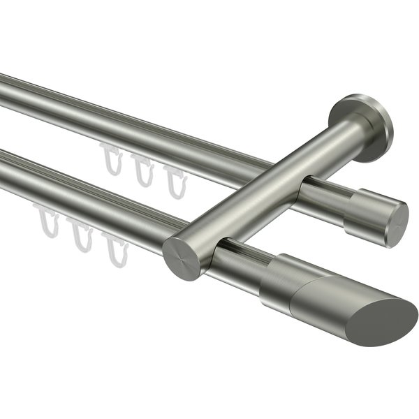 Innenlauf-Vorhangstange Edelstahl-Optik 20 mm Ø Platon Verano, 2-läufig