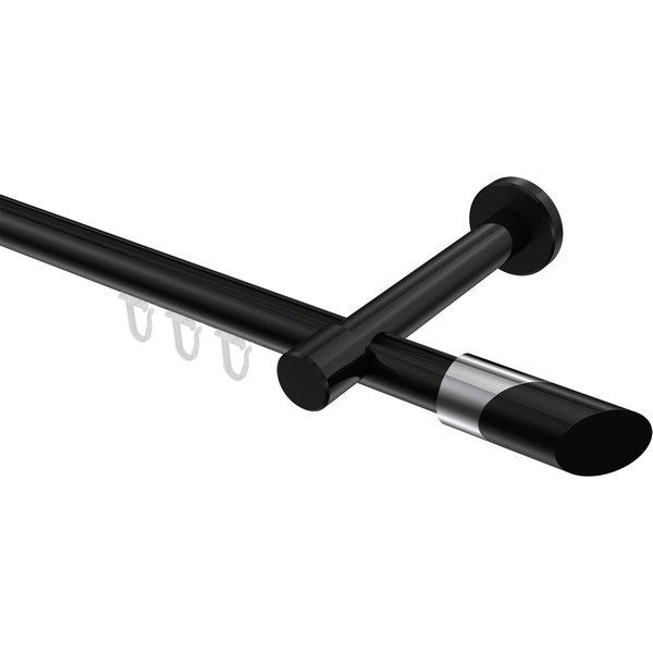 Innenlauf-Gardinenstangen Schwarz, Aluminium / Metall 20 mm Ø Prestige Verano