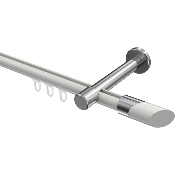 Innenlauf-Gardinenstangen Weiß / Chrom, Aluminium / Metall 20 mm Ø Prestige Verano