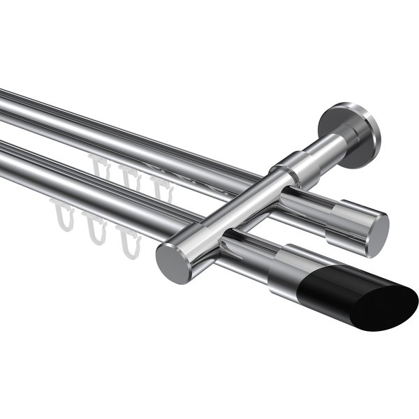 Innenlauf-Vorhangstange Chrom, Aluminium / Metall 20 mm Ø Prestige Verano, 2-läufig