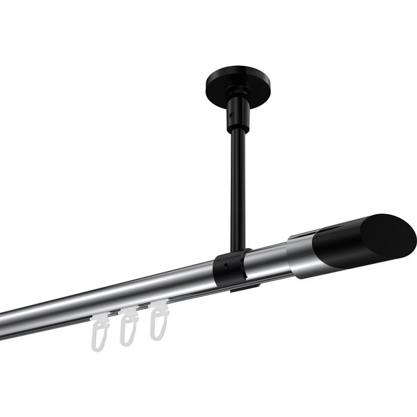 Gardinenstange mit Innenlauf (Deckenbefestigung) Chrom / Schwarz, Aluminium / Metall 20 mm Ø Sonette Verano