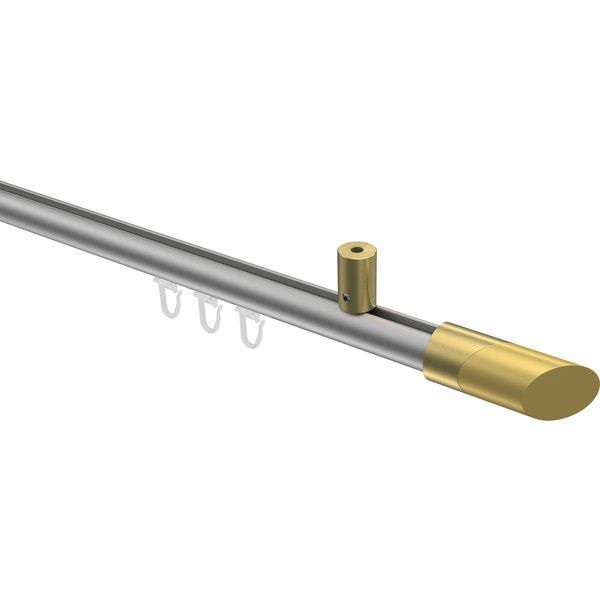 Innenlauf-Gardinenstange (Deckenbefestigung) Silbergrau / Messing-Optik, Aluminium / Metall 20 mm Ø Sonius Verano