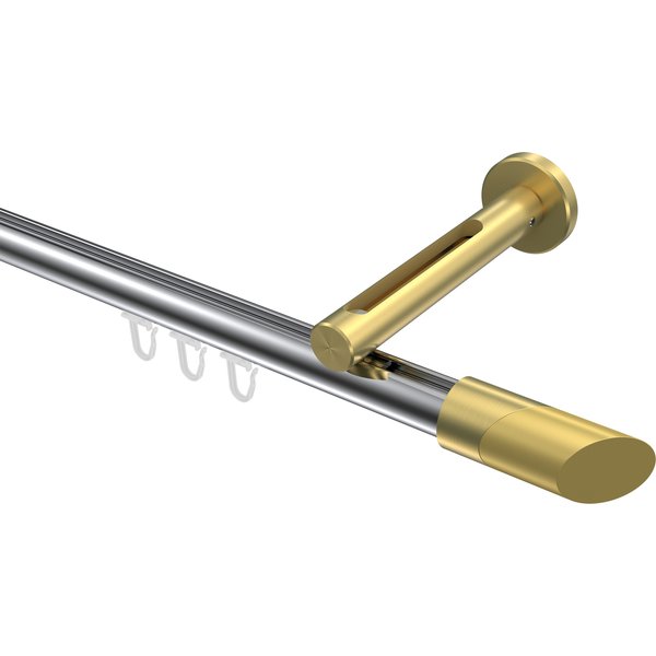 Vorhangstange mit Innenlauf Chrom / Messing-Optik, Aluminium / Metall 20 mm Ø Siteno Verano