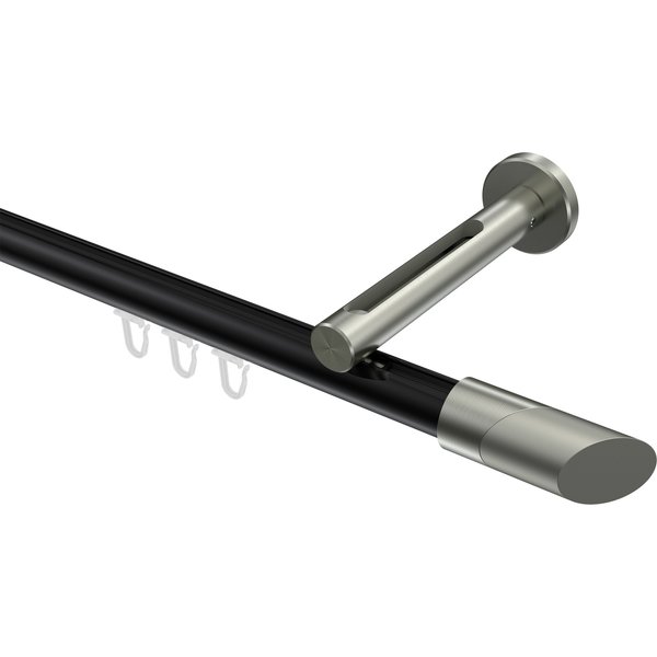 Vorhangstange mit Innenlauf Schwarz / Edelstahl-Optik, Aluminium / Metall 20 mm Ø Siteno Verano