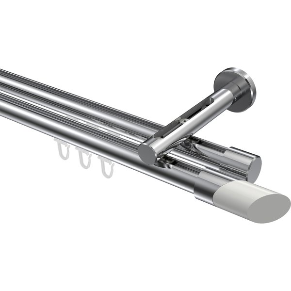 Innenlaufstange Chrom, Aluminium / Metall 20 mm Ø Siteno Verano, 2-läufig