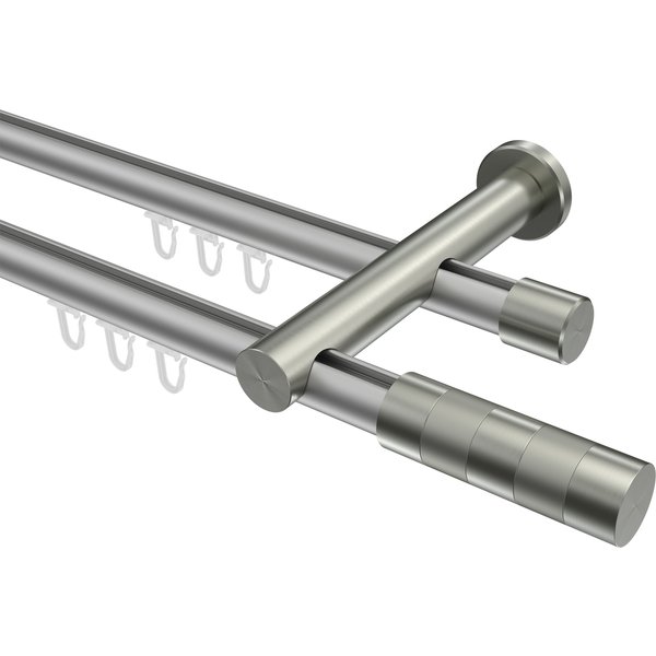 Innenlaufstange Silbergrau / Edelstahl-Optik, zweiläufig Aluminium / Metall 20 mm Ø Platon Mavell