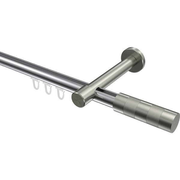 Gardinenstange mit Innenlauf Chrom / Edelstahl-Optik, Aluminium / Metall 20 mm Ø Prestige Mavell