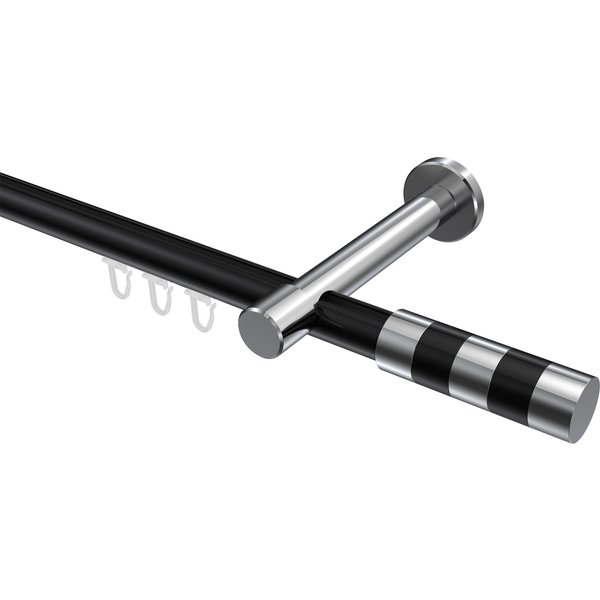 Innenlauf-Gardinenstangen Schwarz / Chrom, Aluminium / Metall 20 mm Ø Prestige Mavell