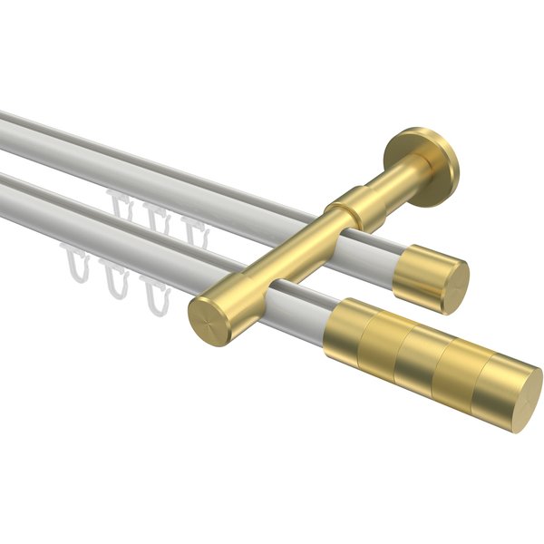 Innenlaufstange Weiß / Messing-Optik, doppelläufig Aluminium / Metall 20 mm Ø Prestige Mavell