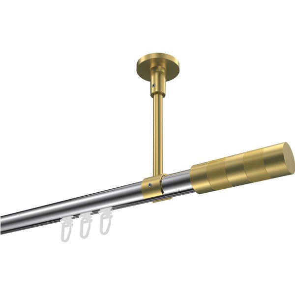 Vorhangstange mit Innenlauf (Deckenanbringung) Chrom / Messing-Optik, Aluminium / Metall 20 mm Ø Sonette Mavell