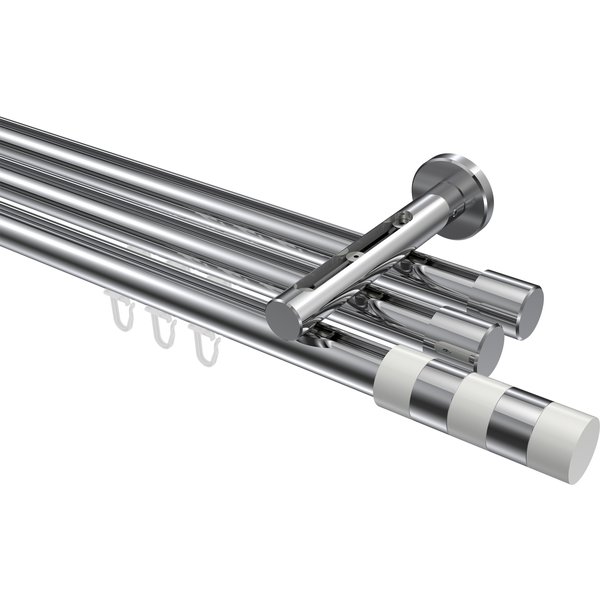 Innenlauf-Vorhangstange Chrom, Aluminium / Metall 20 mm Ø Siteno Mavell, dreiläufig