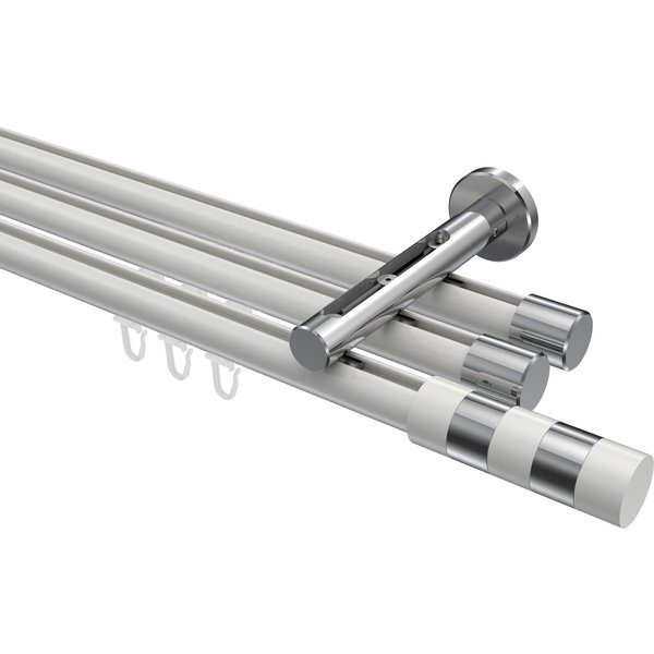 Innenlaufstange Weiß / Chrom, Aluminium / Metall 20 mm Ø Siteno Mavell, dreiläufig