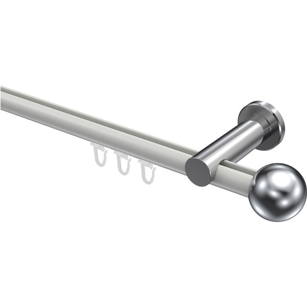 Innenlauf-Gardinenstange Weiß / Chrom, Aluminium / Metall 20 mm Ø Platon Luino