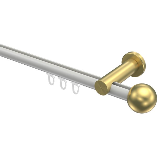Vorhangstange mit Innenlauf Weiß / Messing-Optik, Aluminium / Metall 20 mm Ø Platon Luino