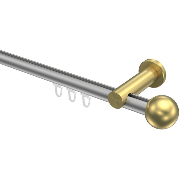 Innenlauf-Gardinenstange Silbergrau / Messing-Optik, Aluminium / Metall 20 mm Ø Platon Luino