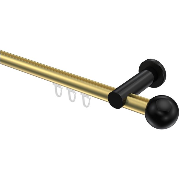 Vorhangstange mit Innenlauf Messing-Optik / Schwarz, Aluminium / Metall 20 mm Ø Platon Luino