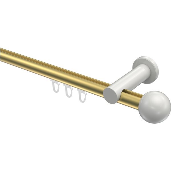 Gardinenstange mit Innenlauf Messing-Optik / Weiß, Aluminium / Metall 20 mm Ø Platon Luino