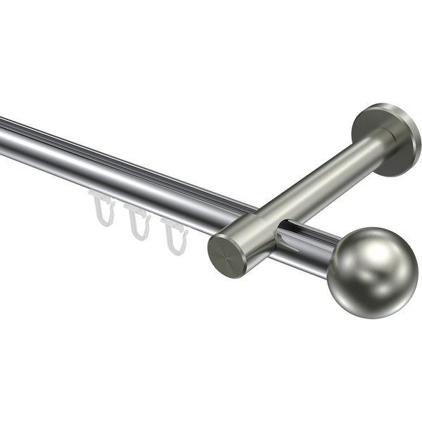 Vorhangstange mit Innenlauf Chrom / Edelstahl-Optik, Aluminium / Metall 20 mm Ø Prestige Luino