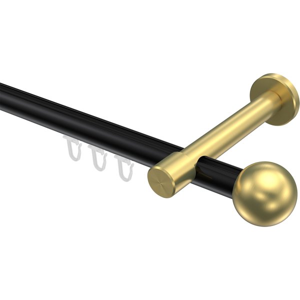 Gardinenstange mit Innenlauf Schwarz / Messing-Optik, Aluminium / Metall 20 mm Ø Prestige Luino