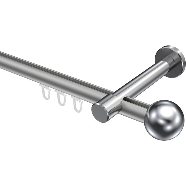 Innenlauf-Vorhangstange Silbergrau / Chrom, Aluminium / Metall 20 mm Ø Prestige Luino