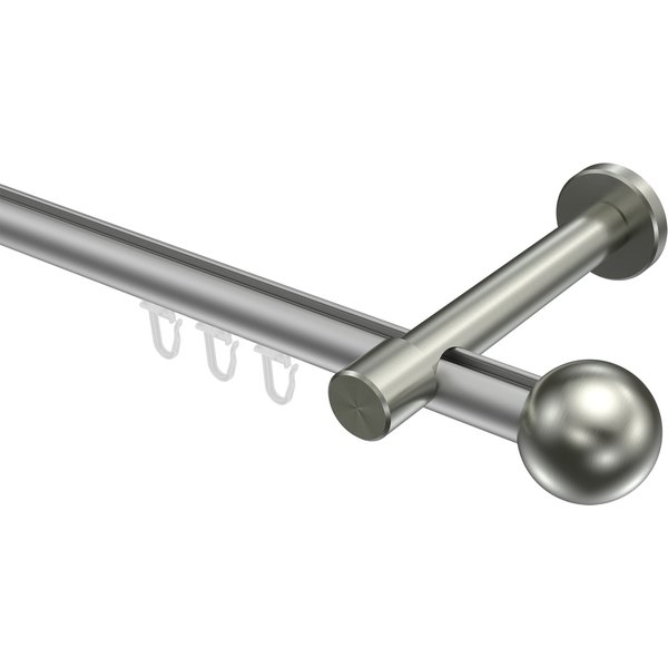 Vorhangstange mit Innenlauf Silbergrau / Edelstahl-Optik, Aluminium / Metall 20 mm Ø Prestige Luino