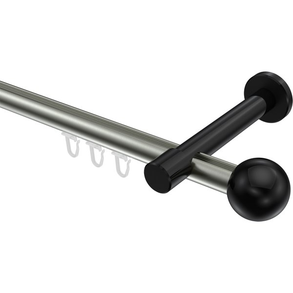 Innenlauf-Vorhangstangen Edelstahl-Optik / Schwarz, Aluminium / Metall 20 mm Ø Prestige Luino